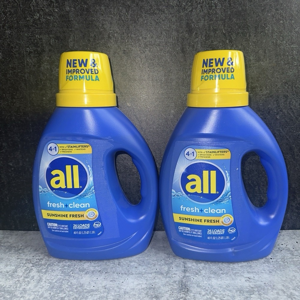 2- all Liquid Laundry Detergent 4 in 1 Stainlifters Sunshine Fresh - 40 Oz Each